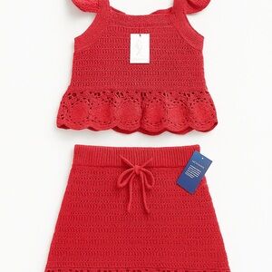 Universal Thread Red Crochet Top and Skirt Set
